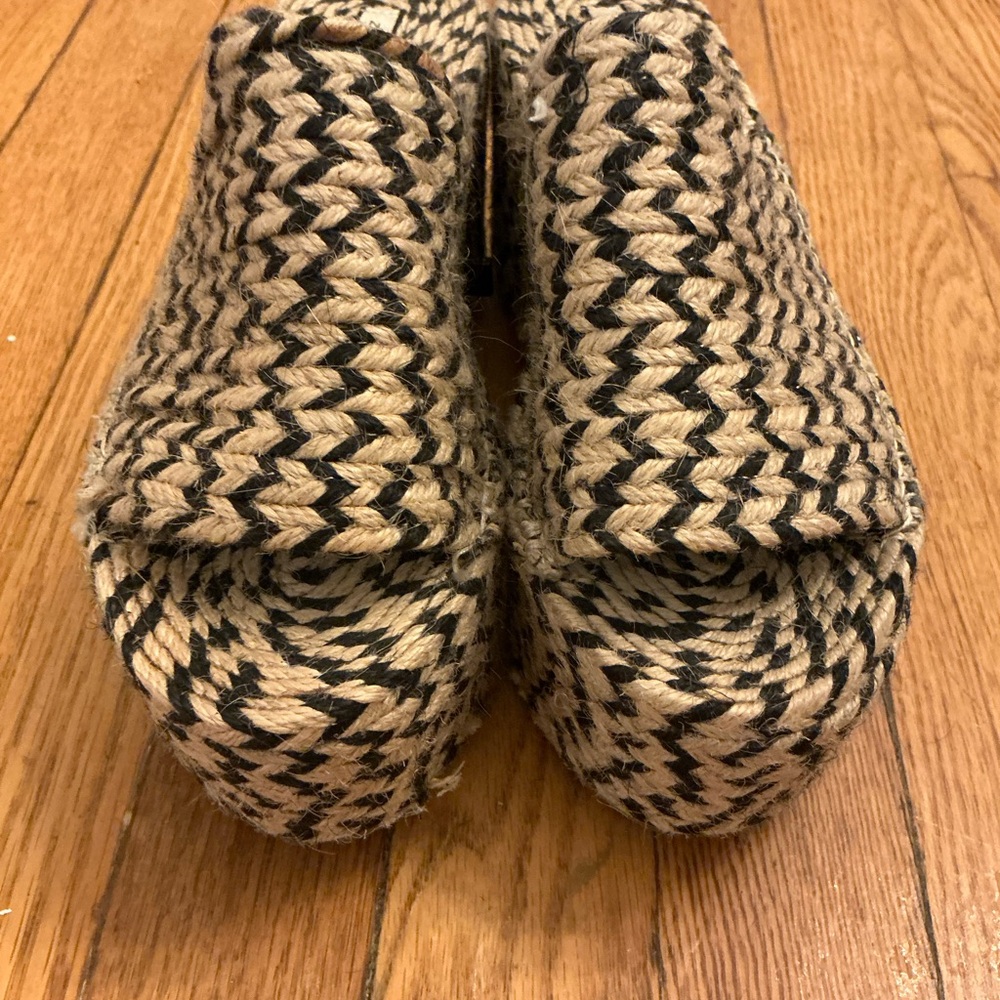 Black and Tan Platform Woven Shoes